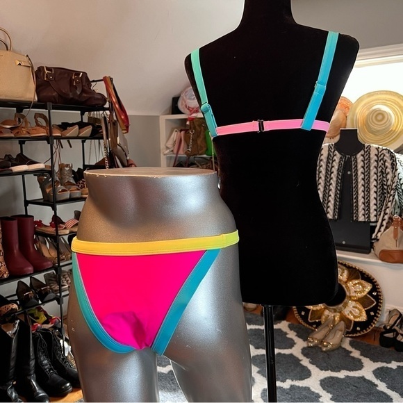 Neon Multicolored Small 2 Piece Bikini - Picture 3 of 8